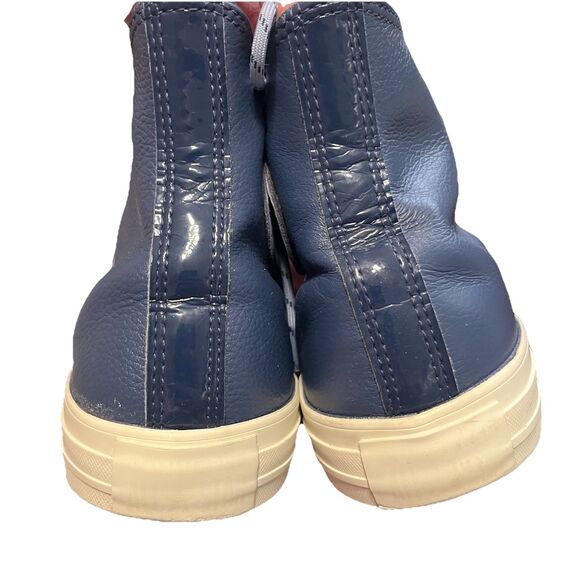 Converse Chuck Taylor All Star Leather Hi Top Navy Sneakers 163338C M 9.5 W 11.5 - Picture 13 of 14
